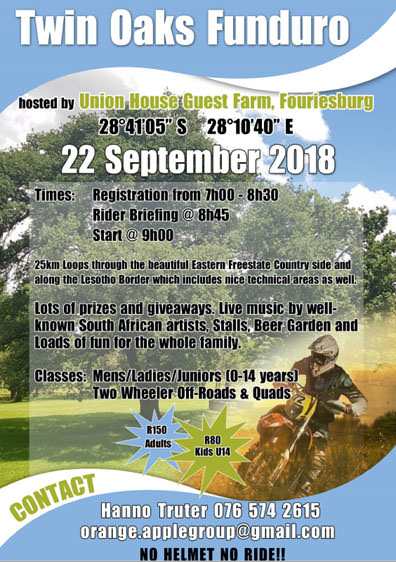 Twin Oaks Funduro 2018 poster